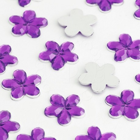 1000 St. Schmucksteine aus Acryl, Blumen 10 mm (dunkelviolett)